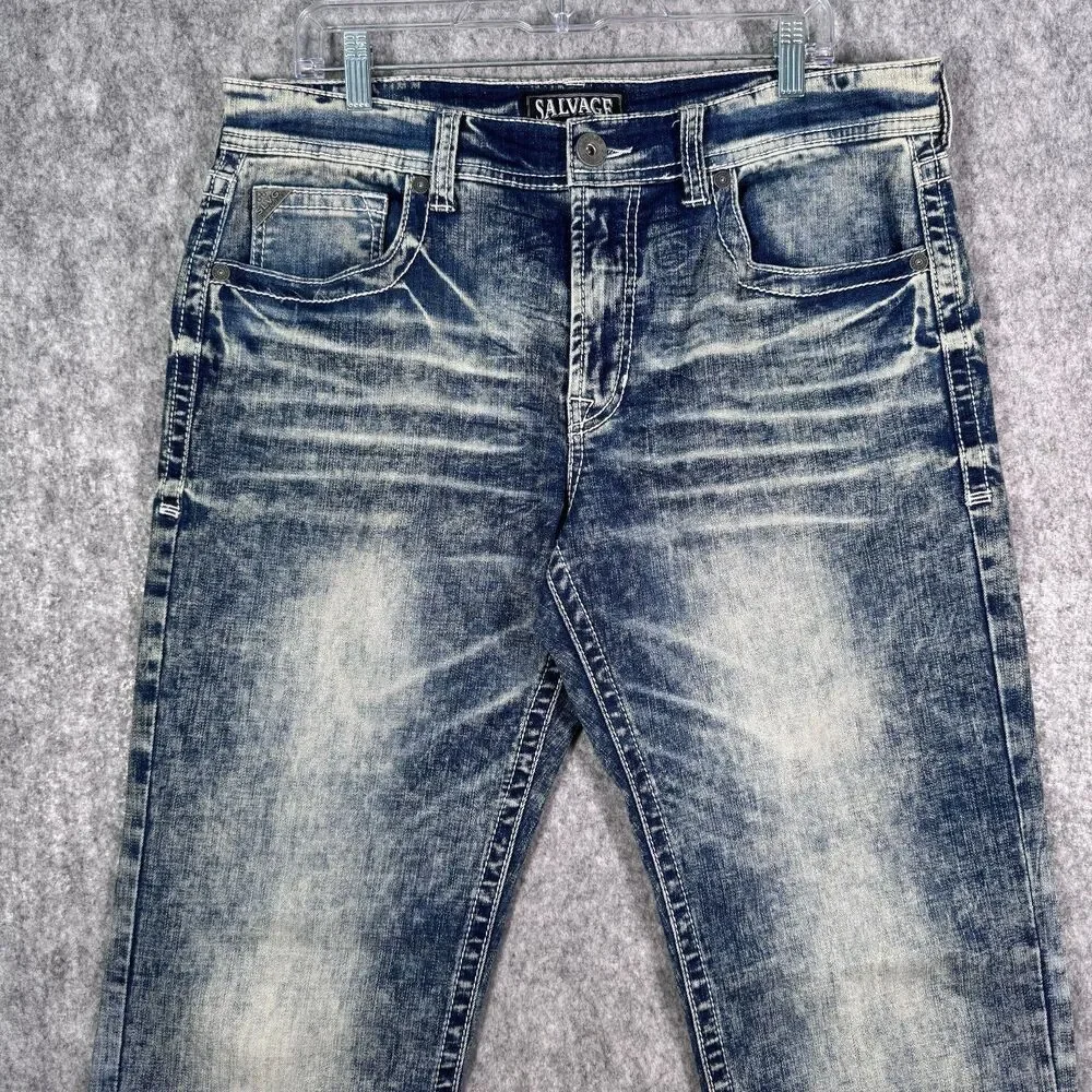 Salvage Anarchy Straight Relaxed Fit Jeans Mens 34R Blue